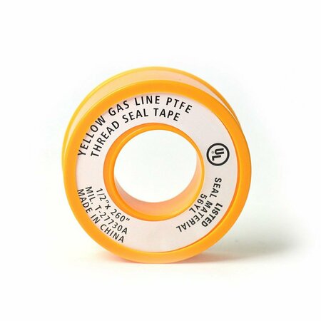 THRIFCO PLUMBING 1/2 Inch x 260 Inch Yellow Color Gas PTFE Thread Sealing Tape 4400940